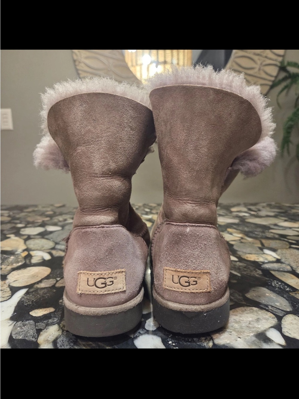 UGG Women's Short Shearling-Lined Suede Boots - Taupe - Picture 4 of 10